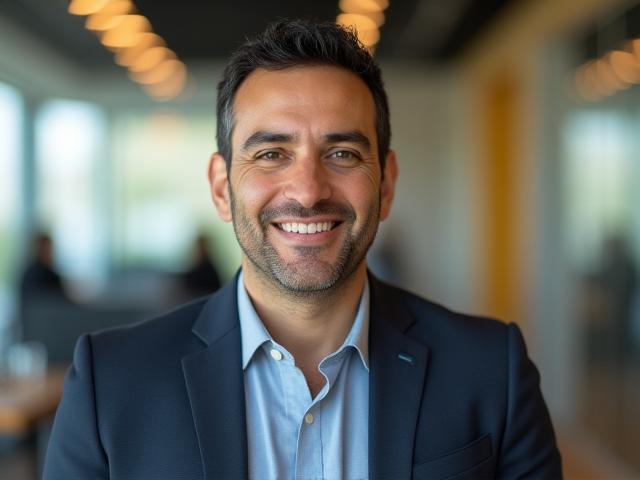 Retrato de Carlos Rivera, asesor financiero con actitud confiada