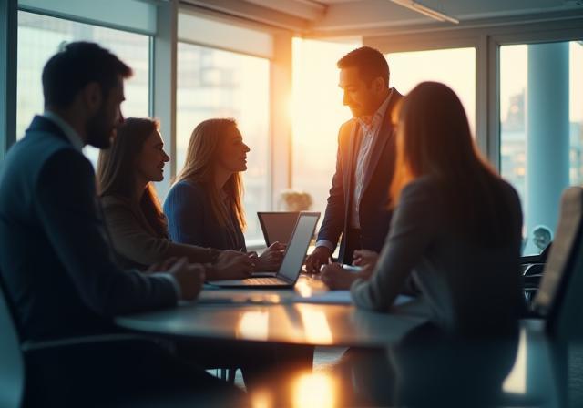 Profesionales financieros colaborando en un ambiente moderno